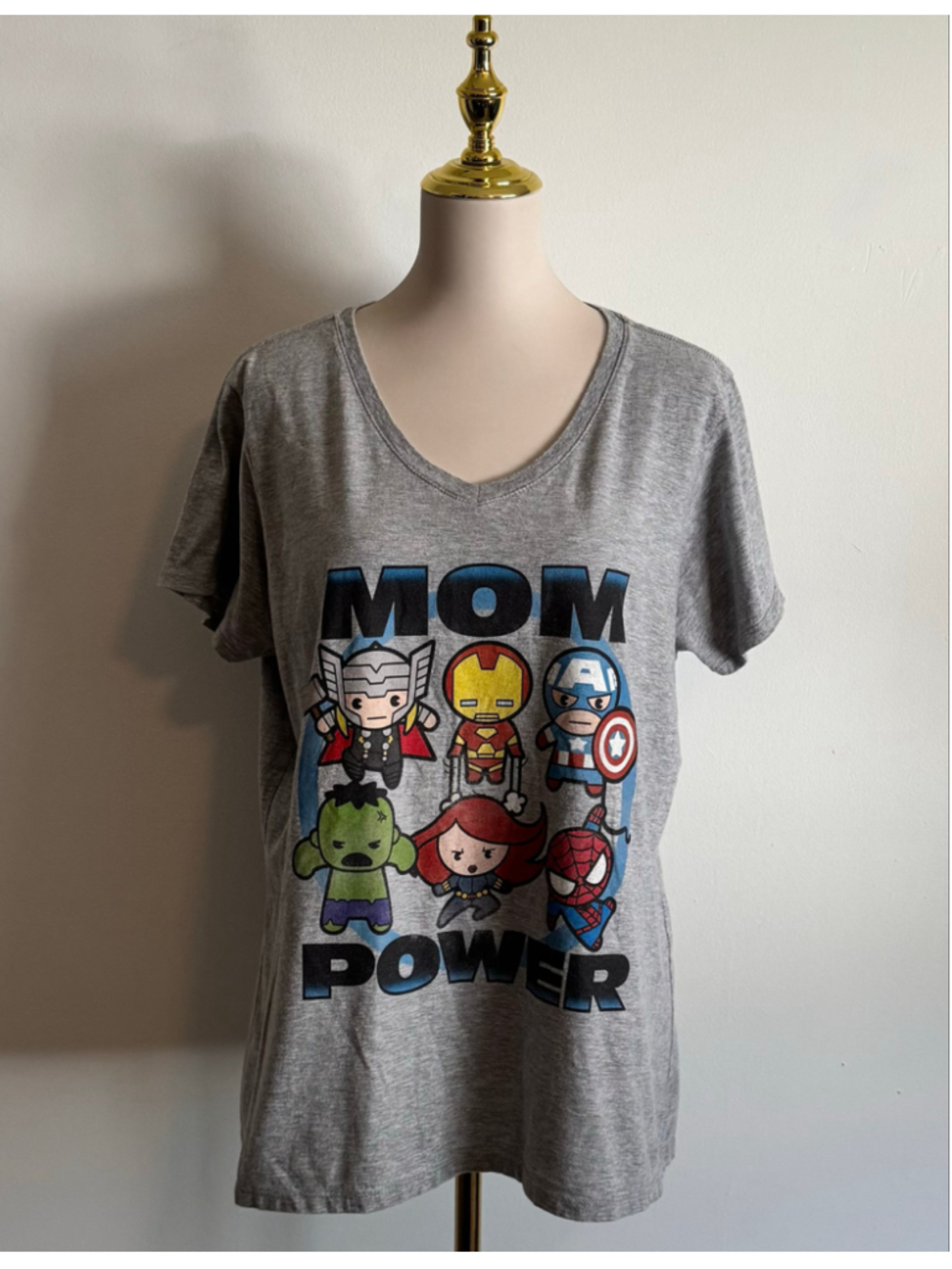 Women's Port & Company Marvel Mom Power Graphic Tee, XXL, Grey